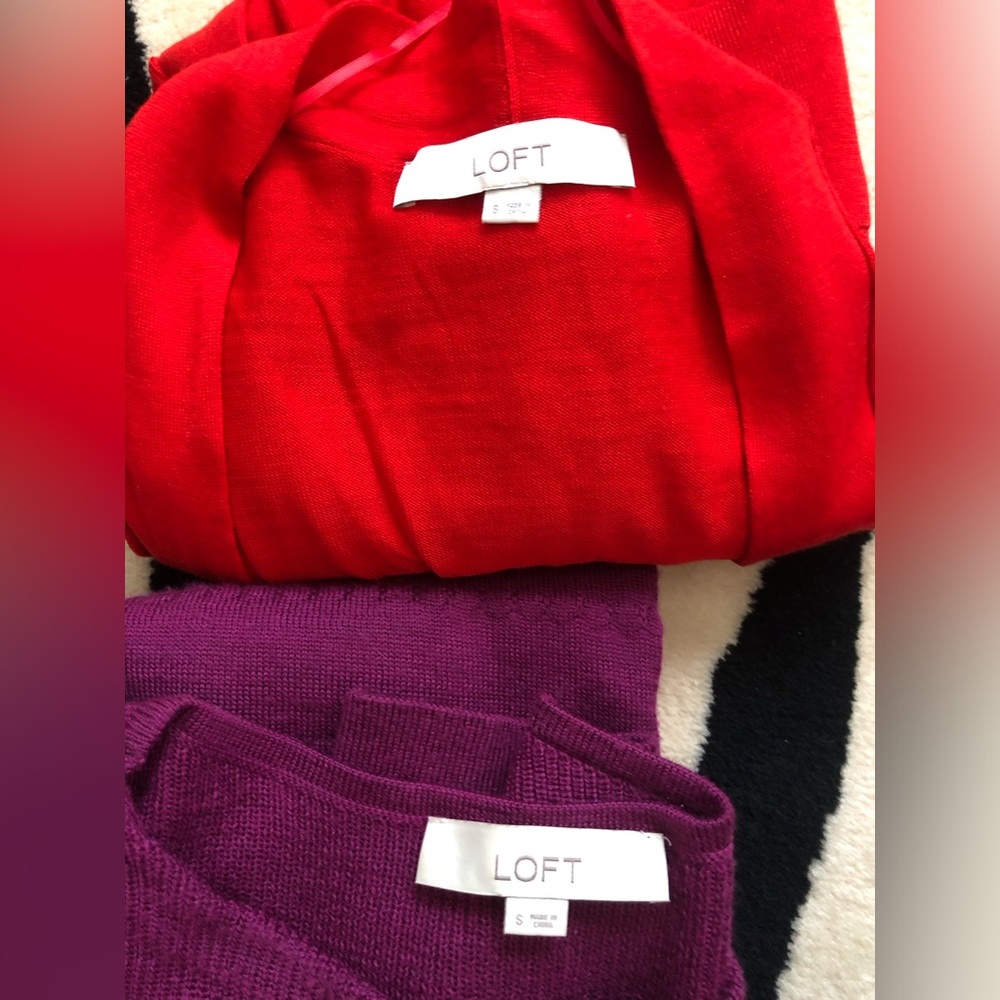 Loft Bundle - Loft 3/4 Sleeve Sweater and Loft Red Cardigan Size S